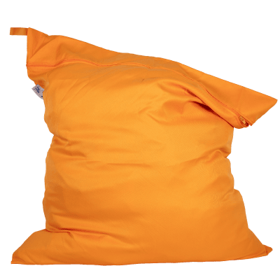 An orange Jumbo Pet Wash Bag filled with pet accessories ready to be put into the washing machine